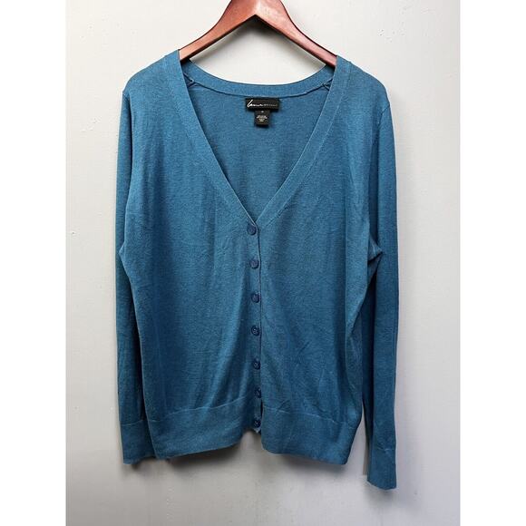 Lane Bryant Cardigan Sweater Womens Plus Size 14 Blue Long Sleeve‎ Button front - Picture 1 of 6